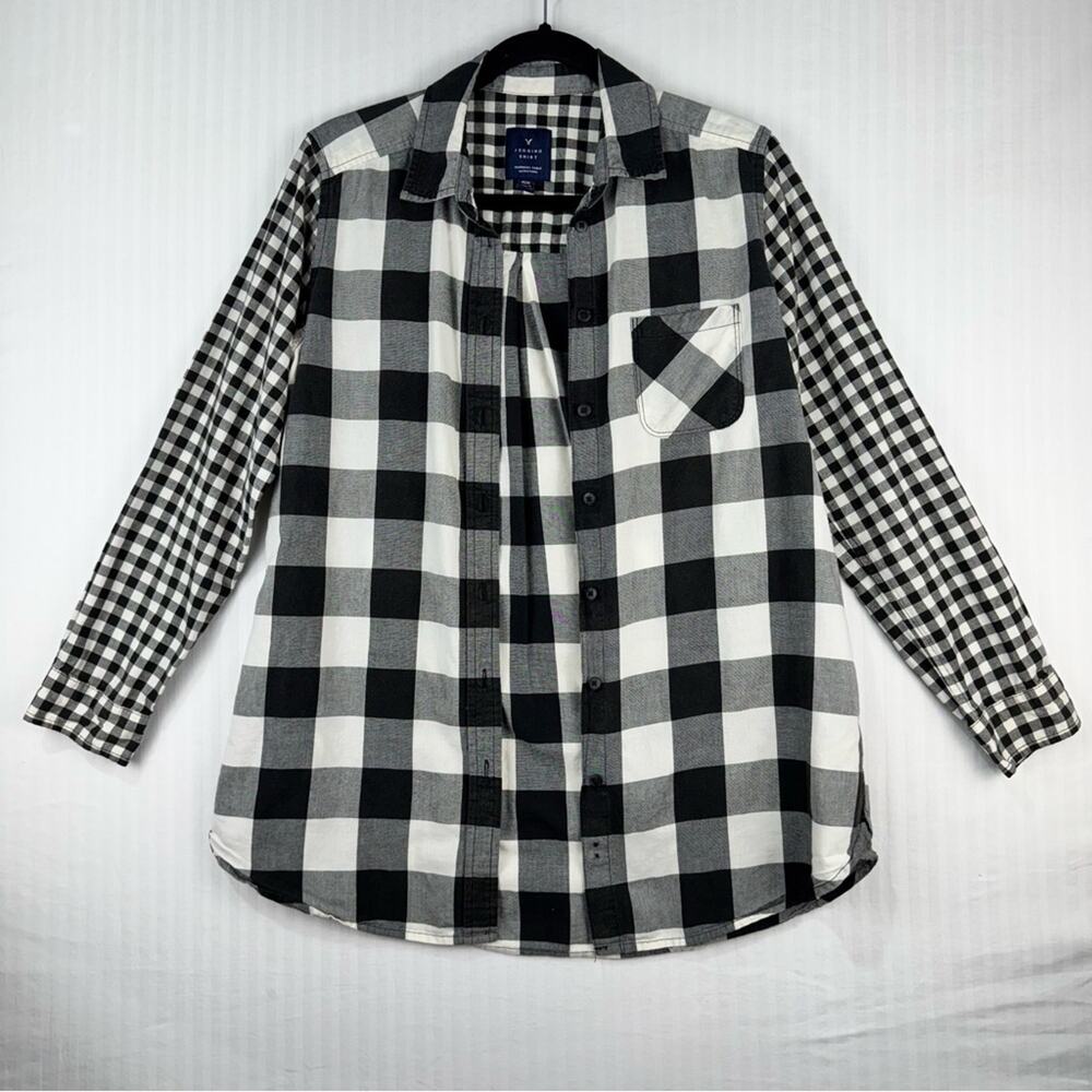 American Eagle Outfitters Black & White Plaid Jegging Shirt Women’s Size Medium